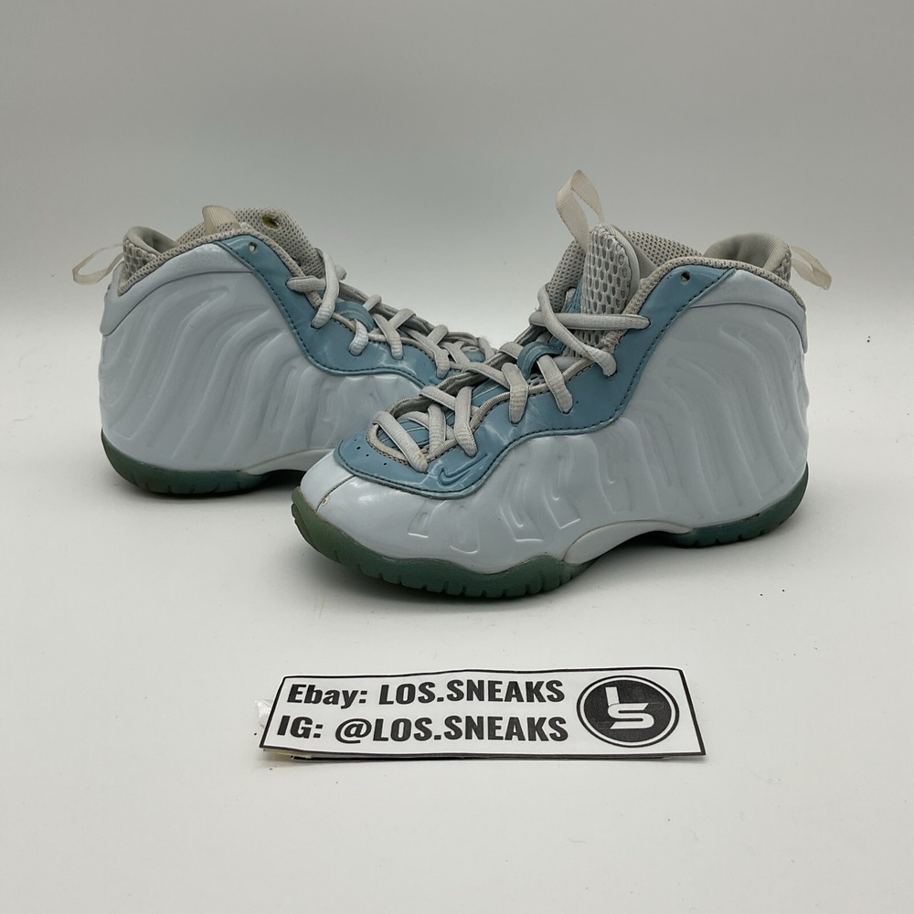 Nike Kids White & Light Blue Foamposite Sneakers - Picture 1 of 8